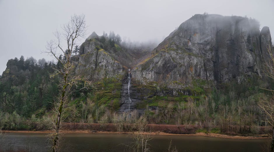 hidden waterfall South Korea forest misty trail