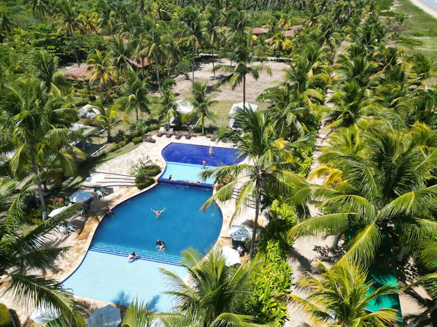 Jeju Island family resort pool view aerial 2026