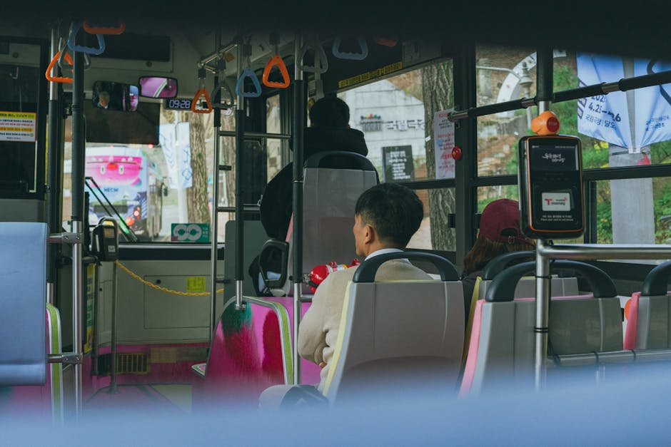 Korean village bus stop rural transit backpacker hiking boots