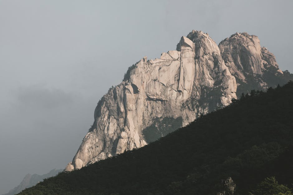 South Korea mountain ridge trekking sunrise fog valley wilderness