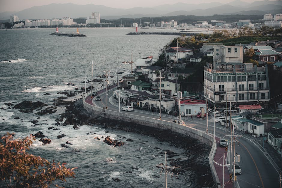 Korean coastal trail, Tongyeong sea view, haenyeo divers morning