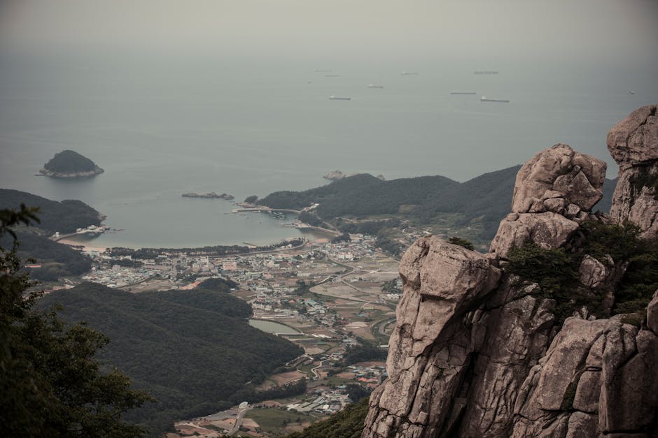 Gyeongsang-do hidden village Korea traditional hanok stone wall, Namhae terraced rice fields coastal village Korea