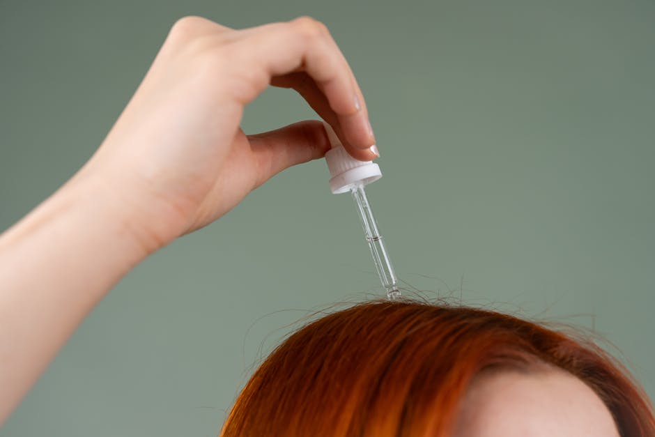 PRP hair treatment clinic, minoxidil scalp application